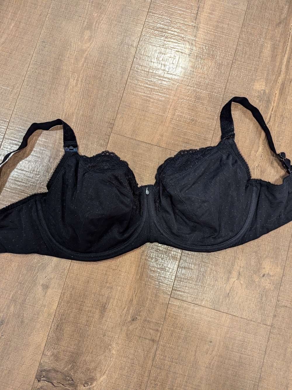 36I Cake Maternity Black Lace-Trim Underwire Bra